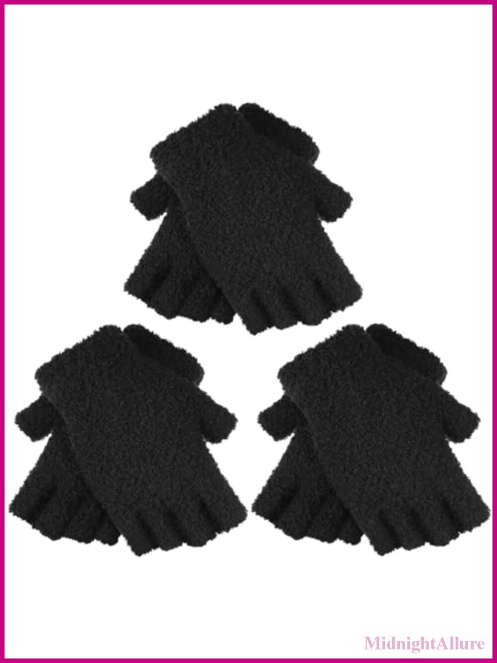 Faux Fur Fingerless Gloves Winter Half Finger Knit Stretchy Warm Typing Mittens
